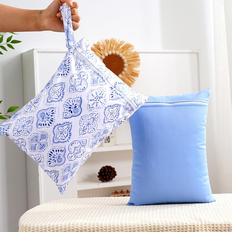 CoolaPeach 2Pcs Baby Wet Dry Bags for Cloth Diaper,Waterproof Reusable Travel Bags, Beach, Pool, Gym Bag for Swimsuits, Beach Vacation Essentials (Plain Pattern) - Image 2